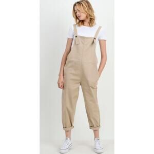 TRICOT Jumpsuit Size Large Twill Cotton Dungarees Overall Ankle Bib Khaki